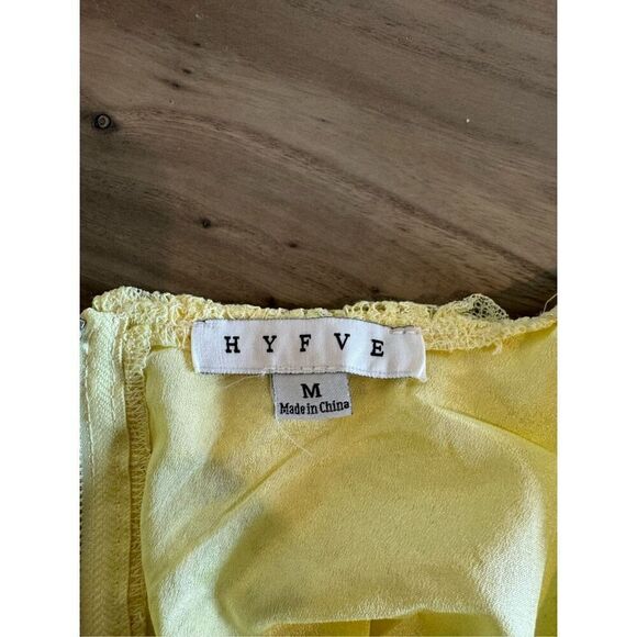 NEW HYFVE Yellow Lace Ruffle Off the Shoulder Summer Crop Top - Picture 7 of 7